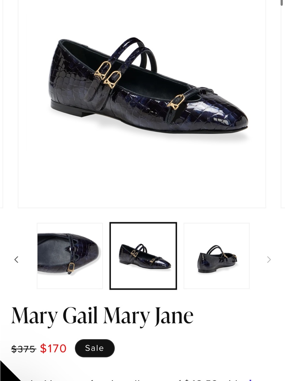 Sarah Flint Mary Jane in Navy Croc Embossed Patent Leather - size 38.5